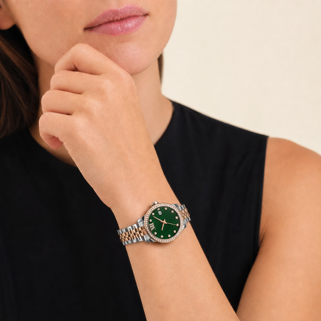 Crystal Calendar – Green Dial / Two-Tone