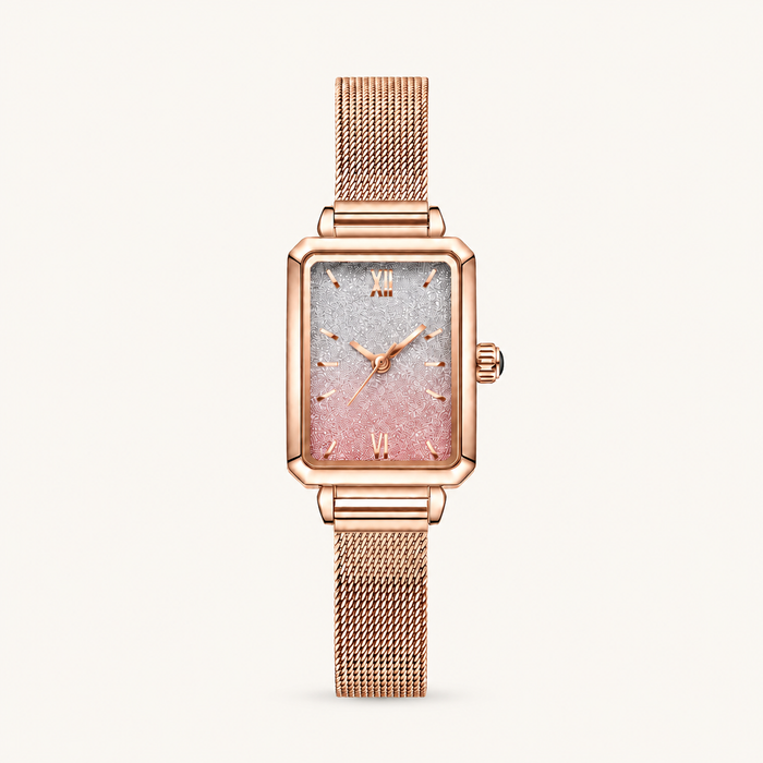 Starry Square – Pink Dial Rose Gold