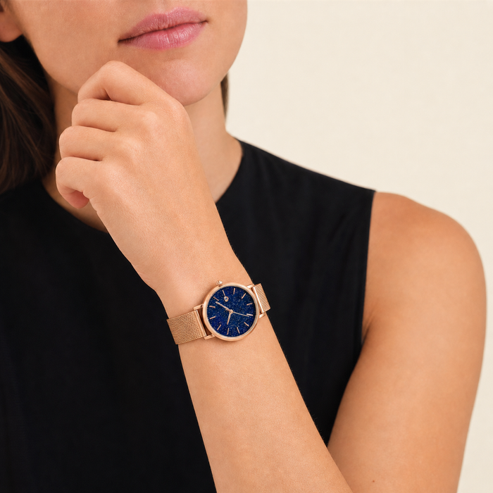Starry Round – Navy Dial Rose Gold