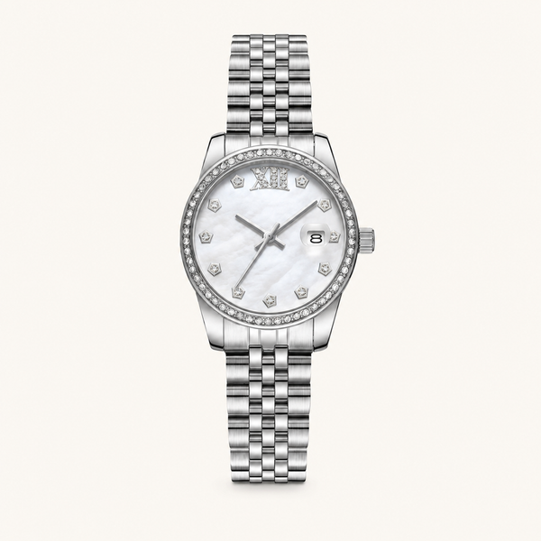 Crystal Calendar – White Dial Silver