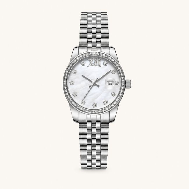 Crystal Calendar – White Dial / Silver-Tone