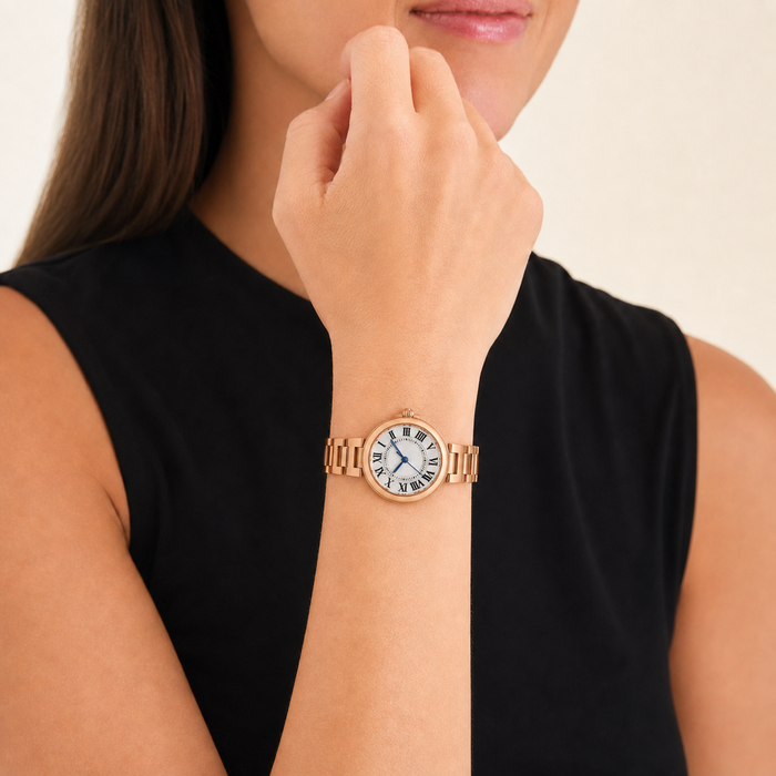 Roman Round – White Dial Rose Gold