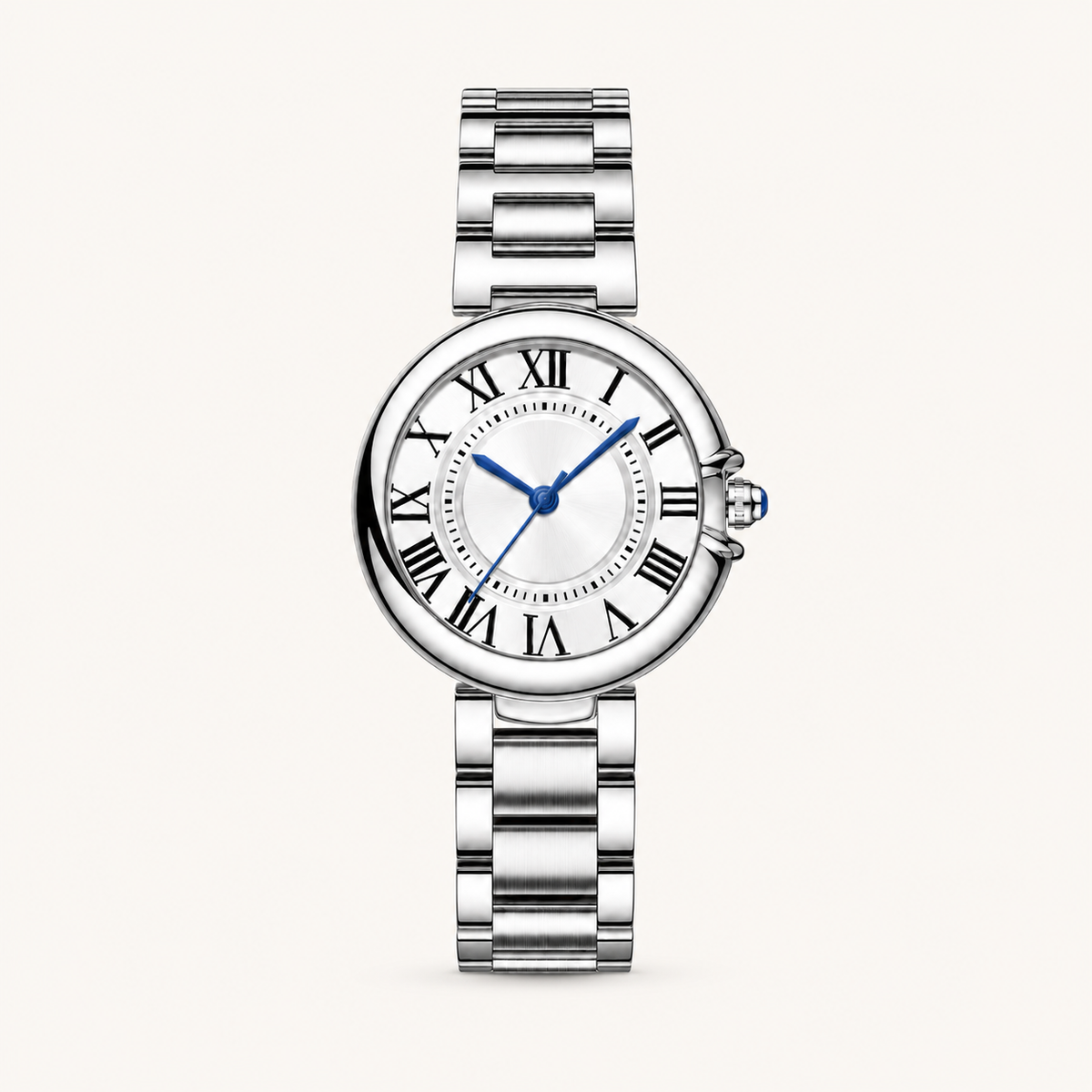 Roman Round White Silver