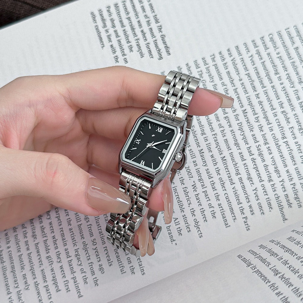 Square Elegance – Black Dial / Silver-Tone