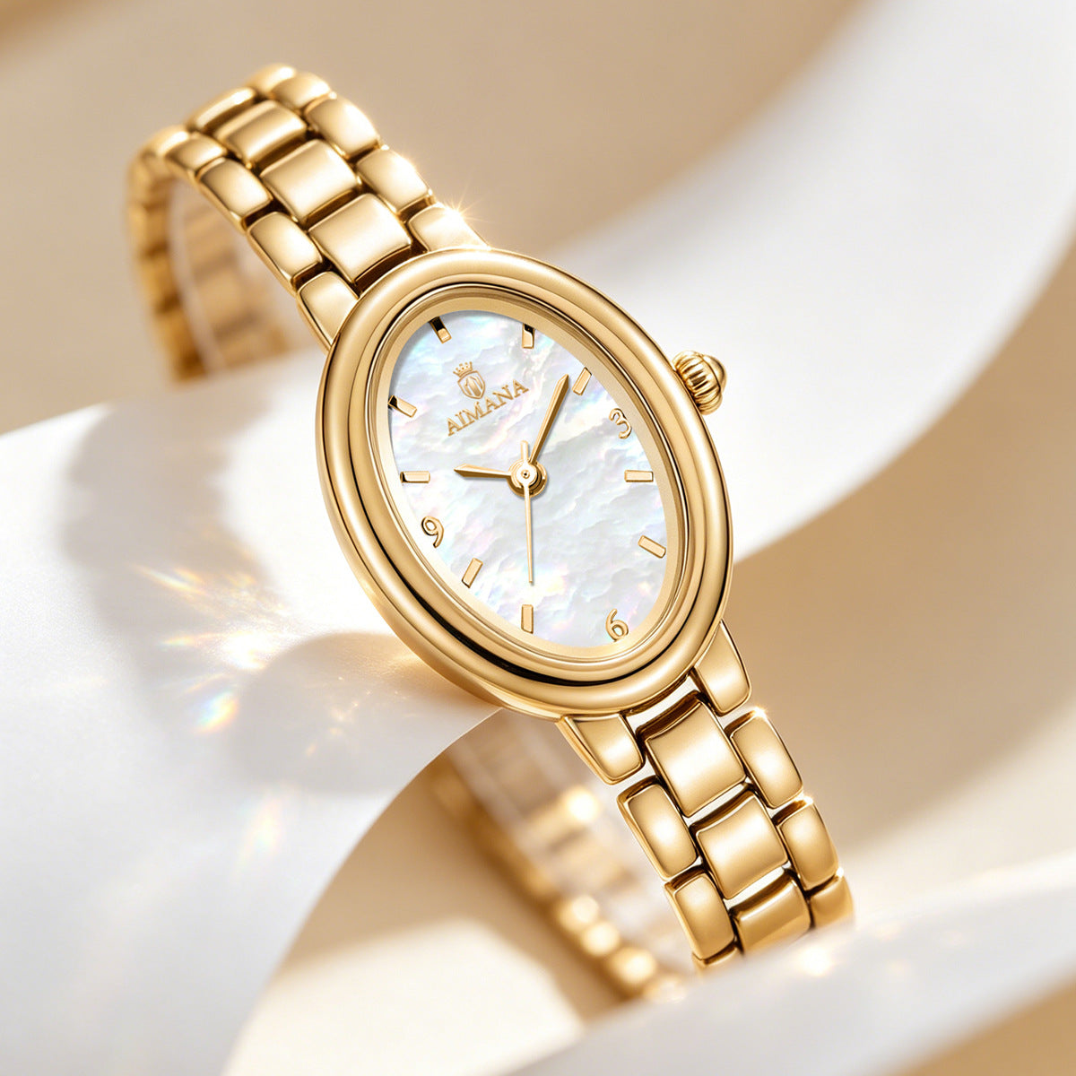 Pearlescent Oval Bracelet Watch — product detail