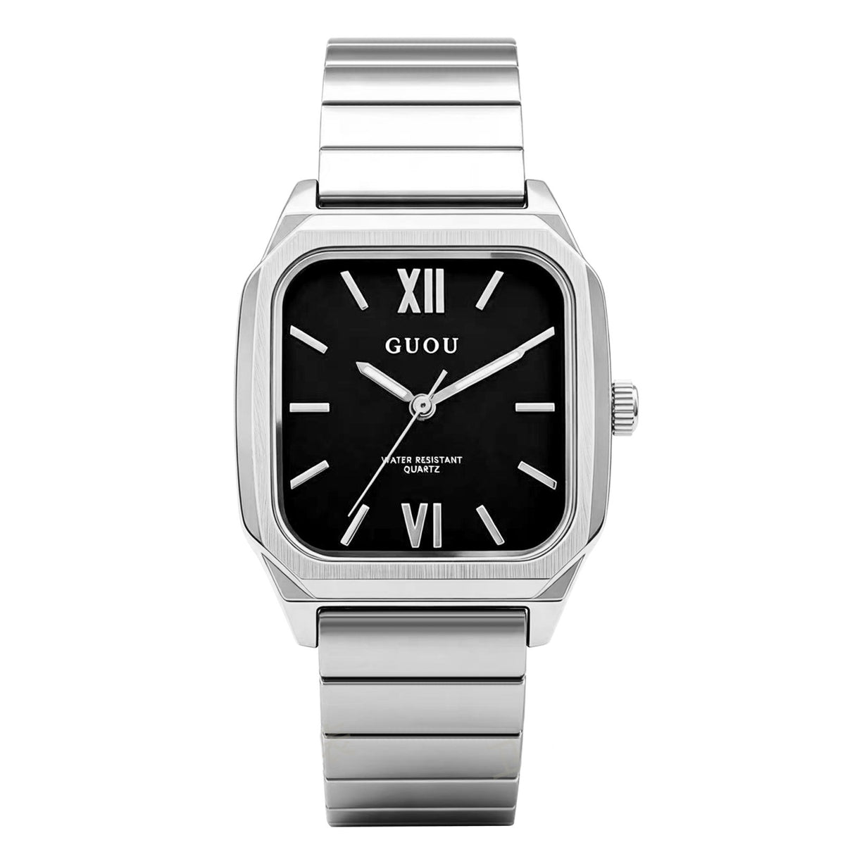 Contour Square Link Watch — Black / Silver-tone