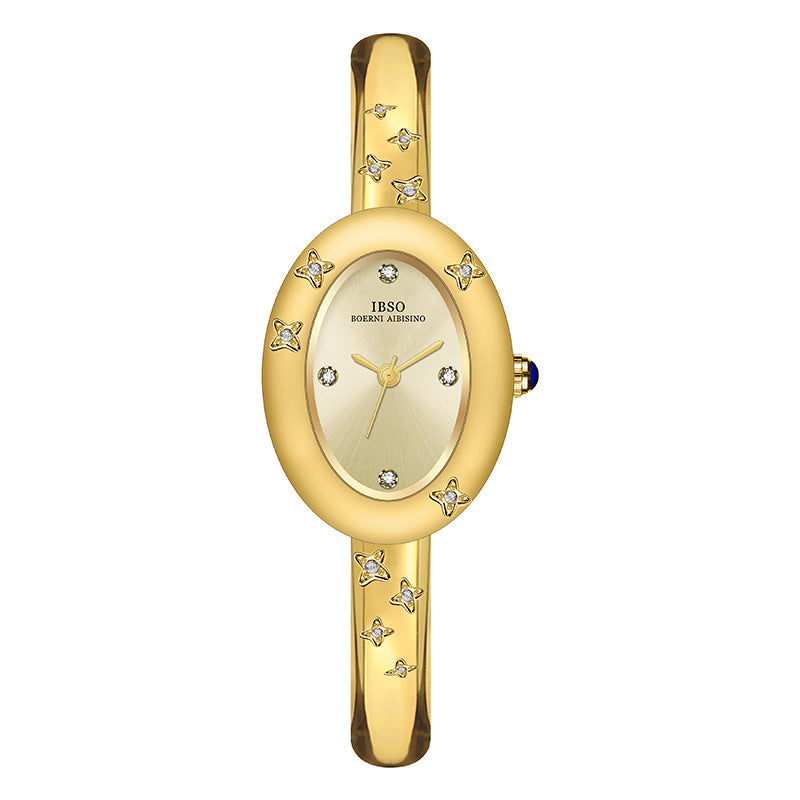 Celestial Oval Bangle Watch — Champagne / Gold-tone