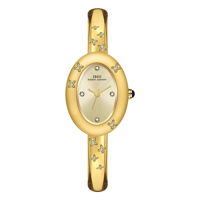 Celestial Oval Bangle Watch — Champagne / Gold-tone