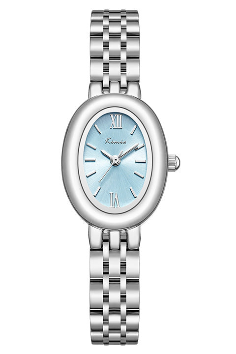 Petite Roman Oval Watch — Blue / Silver-tone