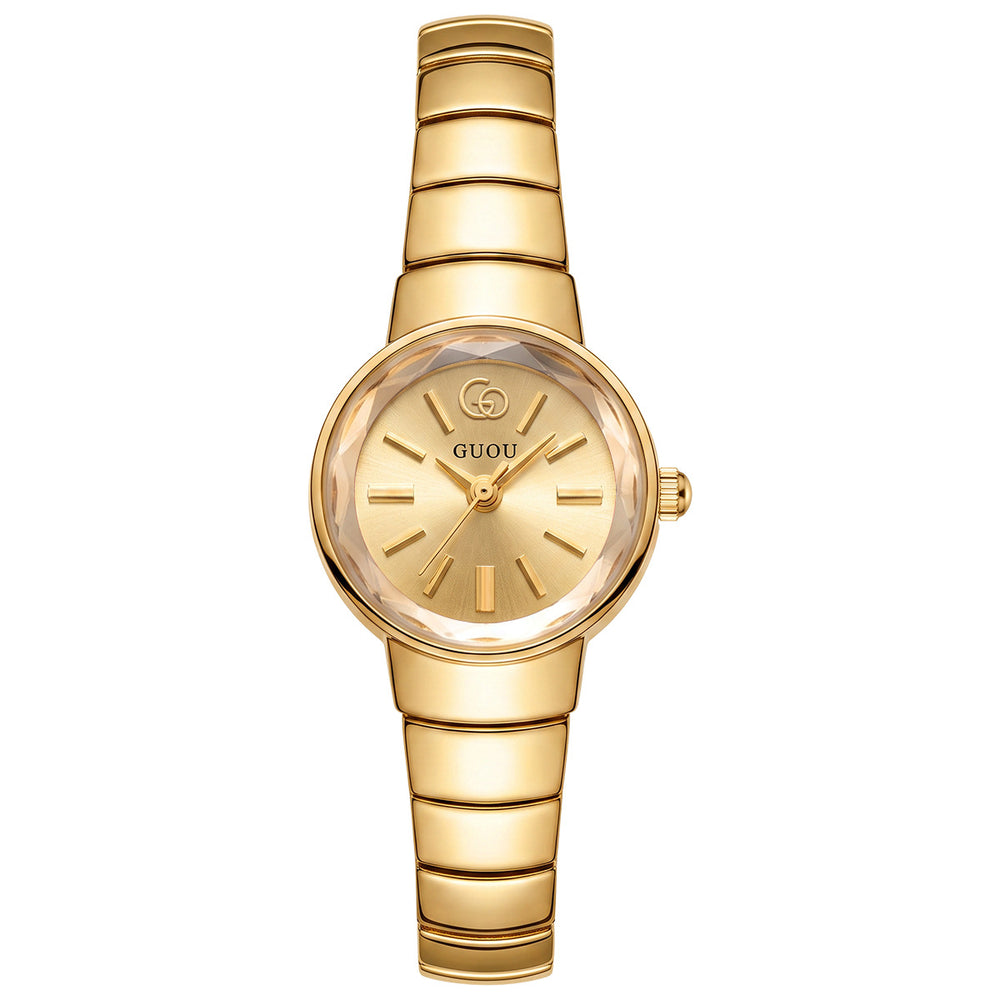 Sculpted Round Bracelet Watch — Champagne / Gold-tone