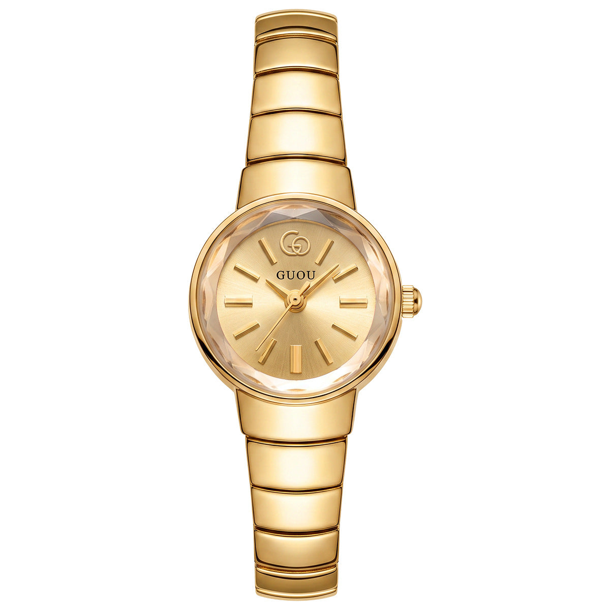 Sculpted Round Bracelet Watch — Champagne / Gold-tone