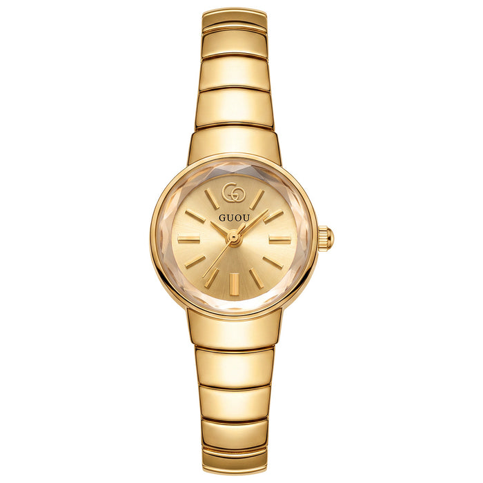 Sculpted Round Bracelet Watch — Champagne / Gold-tone