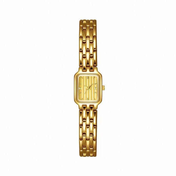 Petite Rectangle Link Watch — Champagne / Gold-tone