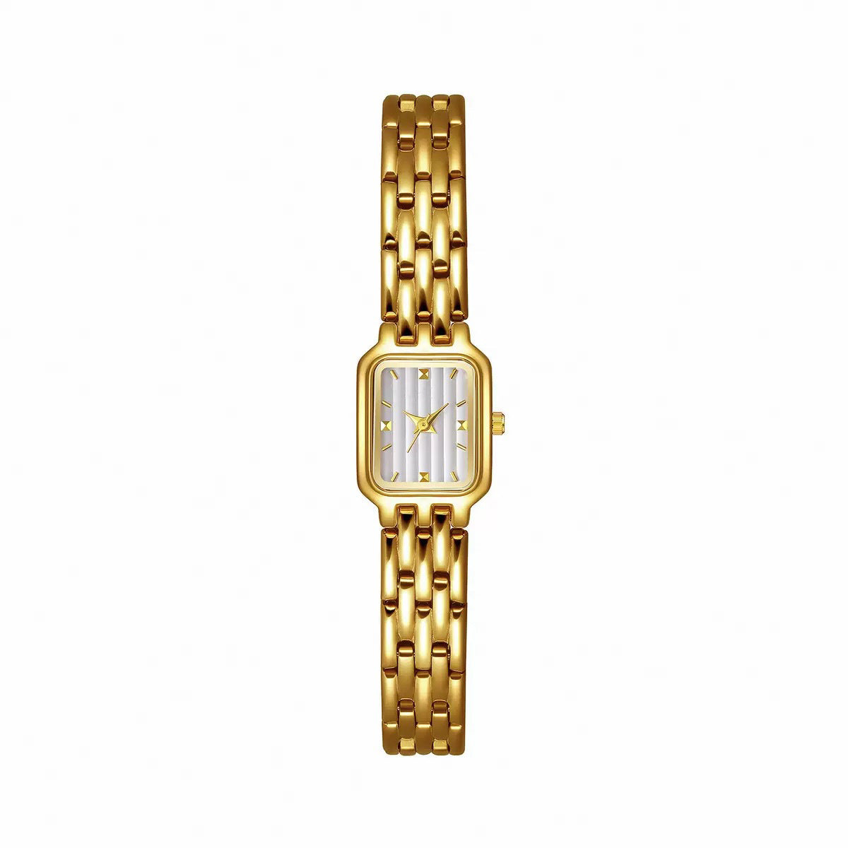 Petite Rectangle Link Watch — White / Gold-tone