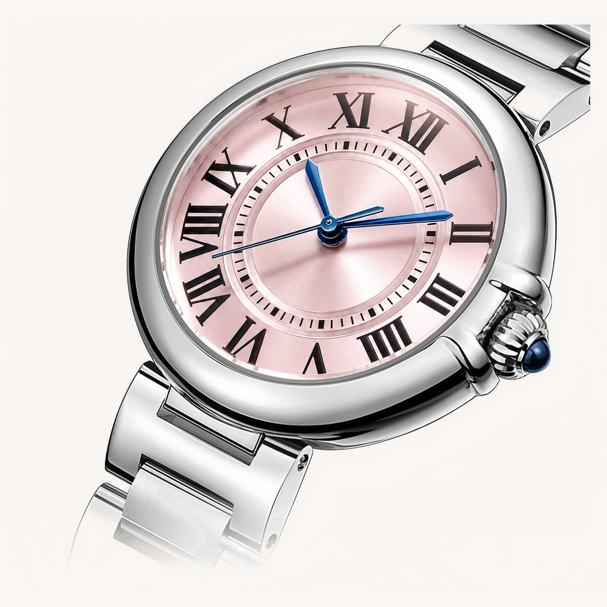 Roman Round Pink dial and Roman numeral detail