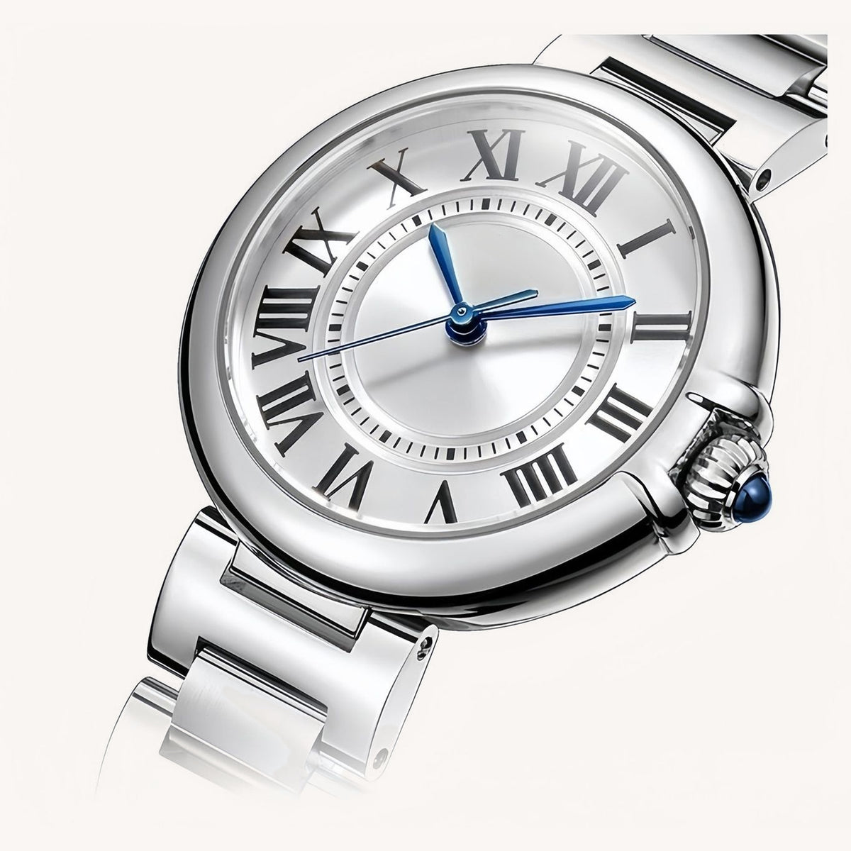 Roman Round white dial and Roman numeral detail